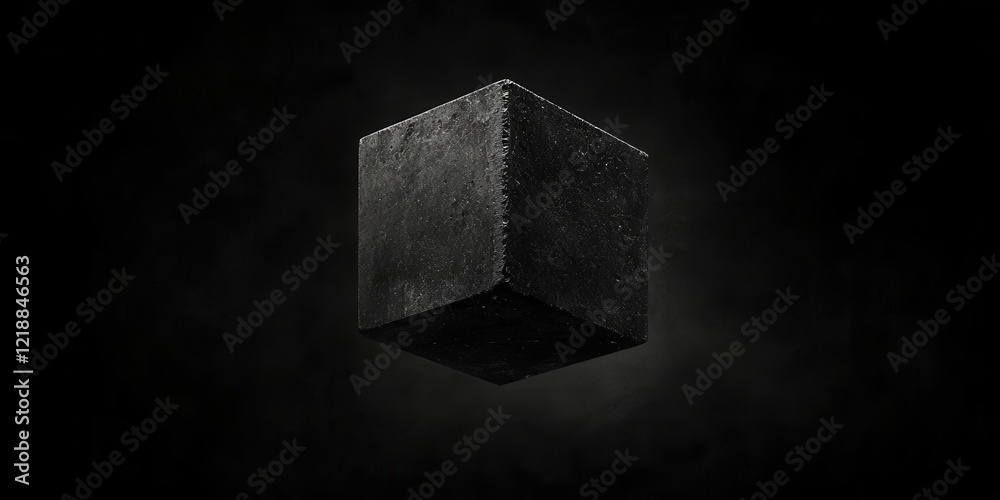 Poster black cube is floating in the air