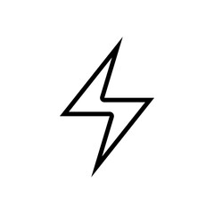Thunder icon Stroke Outline flash electric Charge, Bolt, simple Design, Isolate background