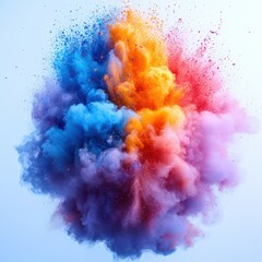 Fototapeta premium Vibrant holi powder explosion festival celebration outdoor event colorful environment aerial view cultural expression