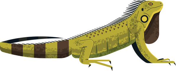 Colorful Illustration of a Cartoon Iguana