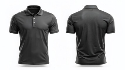 Black Polo Shirt Mockup - Front & Back View
