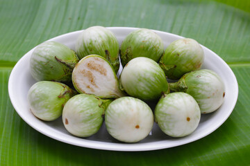 Thai green eggplant, fresh organic vegetables