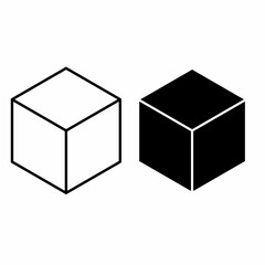 Minimalist cube vector set with outline and solid black designs. Ideal for geometric designs, 3D concepts, and abstract illustrations in creative projects
