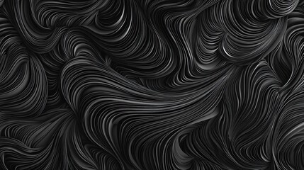 Obraz premium Abstract Black Flowing Wave Patterns for Background Design Usage