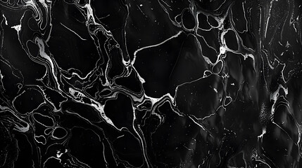 Black marbling texture featuring abundant contrasting veins, generative ai