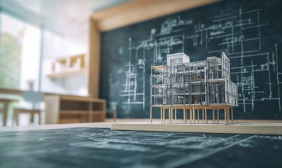 Complex Mathematical Equations and Architectural Diagrams on Blackboard in Class Setting - Concept of Intelligence and Learning, 