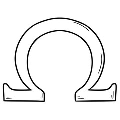 omega or ohm icon illustration hand drawn outline vector