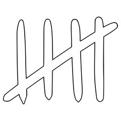 tally marks illustration hand drawn outline vector