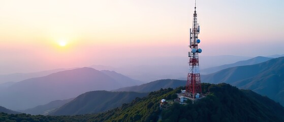 Obraz premium Stunning Telecommunications Tower Landscape