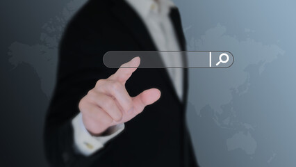 A business man hit on hologram for searching data