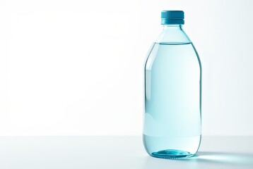 Naklejka premium Sparkling Glass Water Bottle, High-Quality Image