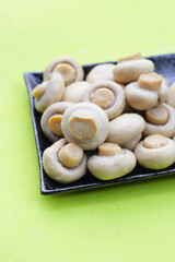 Champignon mushrooms in brine. Canned champignon mushrooms whole