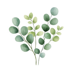 Fototapeta premium A delicate arrangement of green eucalyptus leaves, perfect for botanical designs., isolated on a transparent background.