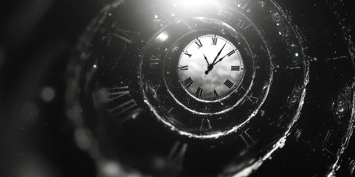 Clock with roman numerals showing the time as 10:30 - Powered by Adobe