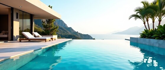 Fototapeta premium Luxurious Pool Oasis - Stunning Azure Hues