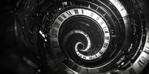 Spiral with a clock on it