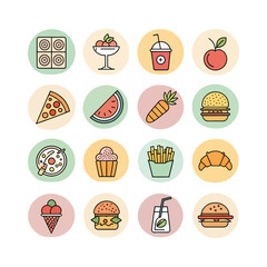 Food and Drink Line Icon Set - Editable Stroke for Web and Design Projects