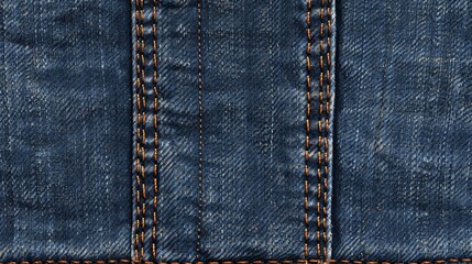 Close-up of denim fabric showing the weave and stitching.