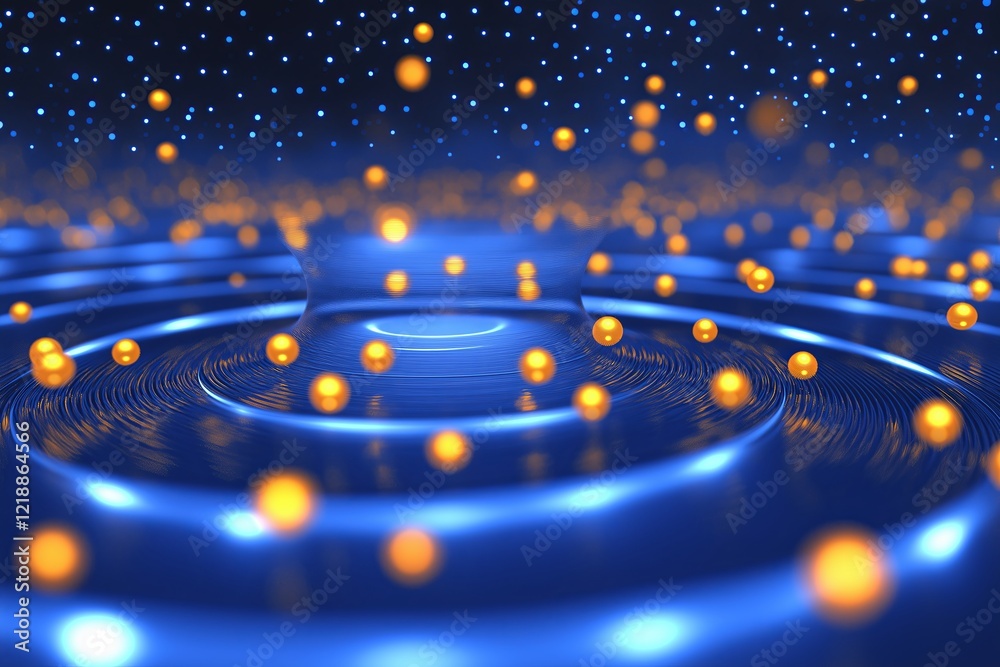 Poster Floating particles attracted to specific points