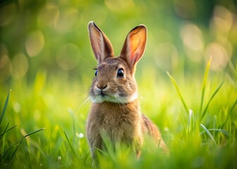 Brown Rabbit in Tall Grass Minimalist Photography