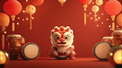 Vibrant Chinese New Year Greeting Featuring Colorful Decorations Traditional Symbols and Festive Atmosphere Celebrating Prosperity Happiness and Good Fortune for the Coming Year of the Rabbit