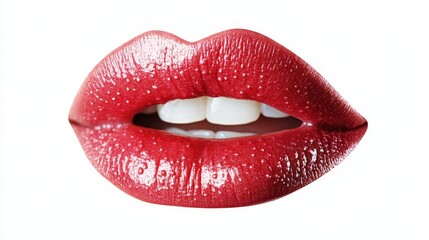 Obraz premium Close up image of upper lip with pustules isolated on a white background for realistic photography