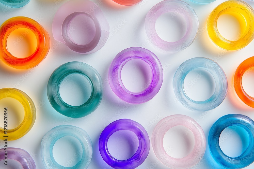 Poster Pulsating rings of varying colors and opacity
