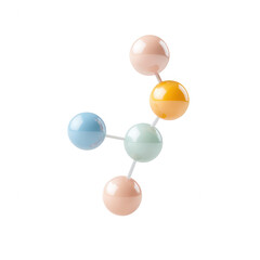 Colorful molecular structure representing chemical bonds and compounds., isolated on a transparent background.