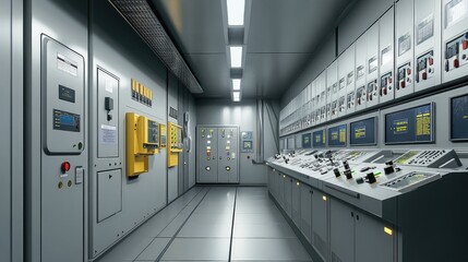 Modern Industrial Control Room With Advanced Equipment and Monitors