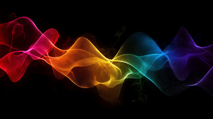 Fototapeta premium Quantum Technology. Colorful waves or particles softly dissolving into the air, creating an effect of uncertainty and dynamics, characteristic of quantum computers