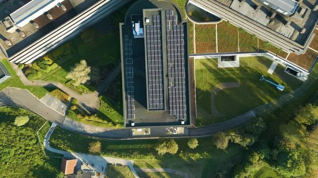 az sint blasius hospital complex extensive facilities for patient treatment alongside green park top down birdseye drone view aerial footage healthcare sint-blasius 