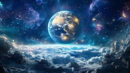 Global communication technology for internet business, cryptocurrency, blockchain, and iot, showcasing a connected world network with digital elements symbolizing global telecommunication advancements