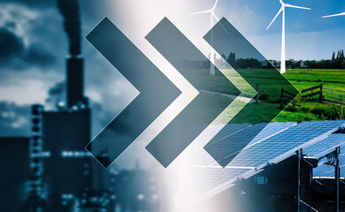 Fototapeta premium energy transition from fossil fuel to green energy