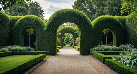 Classic hedge arches enhancing pathways and formal garden entrances beautifully