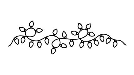 Decorative garland with light bulbs isolated on a white background. Vector hand-drawn illustration in doodle style. Perfect for holiday designs, cards, decorations, logo.