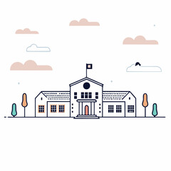 School building minimalist icon black silhouette 