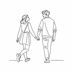 Hand-in-hand couple walking, a simple illustration of love.