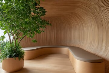 Obraz premium Serene Nature-Inspired Interior Design Earthy Tones and Organic Forms Create a Calming Space