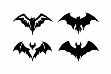 Fototapeta premium four unique bat logo set line art silhouette vector illustration