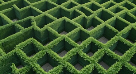 Fototapeta premium Maze like hedge patterns offering creative layouts for green landscapes