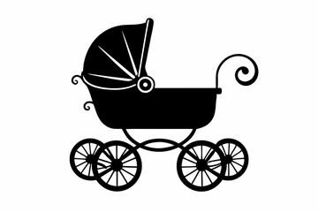 baby carriage line art silhouette vector illustration