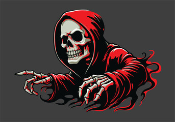 Skeleton in Red and Black Shadow of Death Beckons Grim Reaper Whispers Void best vector T-shirts and Wall Decor Workout Logo Sticker for Gym Decor Wallpaper Wallsticker enlarge cemetry horror Barbell 