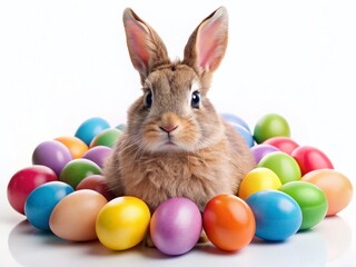 Colorful Easter Rabbit with Eggs - Panoramic View