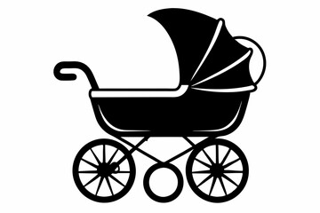 Fototapeta na wymiar baby carriage line art silhouette vector illustration