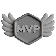 MVP Award Badge with Wings 3D Icon