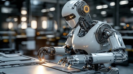 Fototapeta premium Prototype Manufacturing by High-Tech Neon Robot