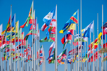 The Flag Plaza, displays 119 flags from countries with authorized diplomatic missions, including flags of the European Union, the United Nation and the GCC.