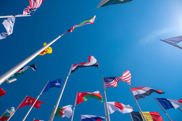 The Flag Plaza, displays 119 flags from countries with authorized diplomatic missions, including...