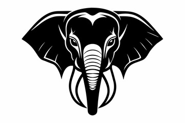 elephant head line art silhouette vector illustration