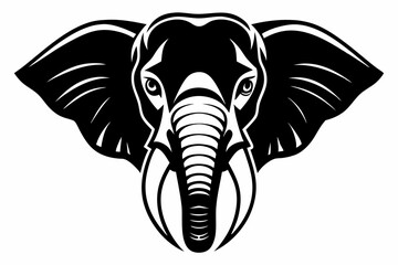 elephant head line art silhouette vector illustration
